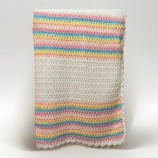 Hand Crocheted Baby Blanket, Unisex, Multicolored Stripes, New, Approx. 51  x50  