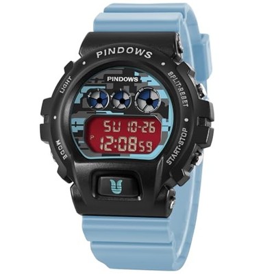 PINDOWS PDS-G8014 Digitale Sportuhr 50M Wasserdicht LED Stoppuhr Alarm Herren