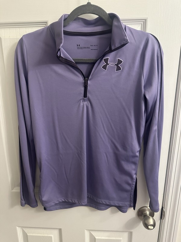 Under Armour Girl's Tech ½ Zip Long Sleeve Purple Shirt YLG large heatgear loose