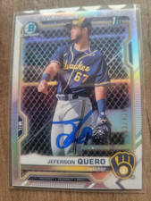 Jeferson Quero Signed 2021 Bowman Refractor Baseball Card #BCP-181 Brewers /499