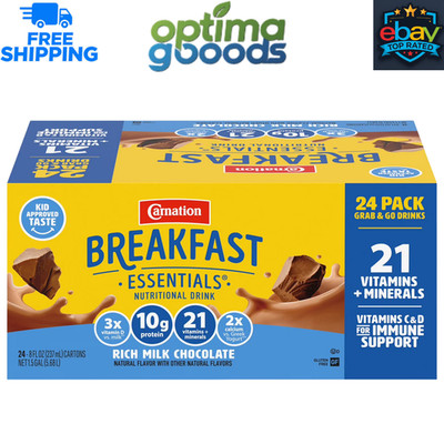 Carnation Breakfast Essentials Ready To Drink, Rich Milk Chocolate 8 oz 24-PACK