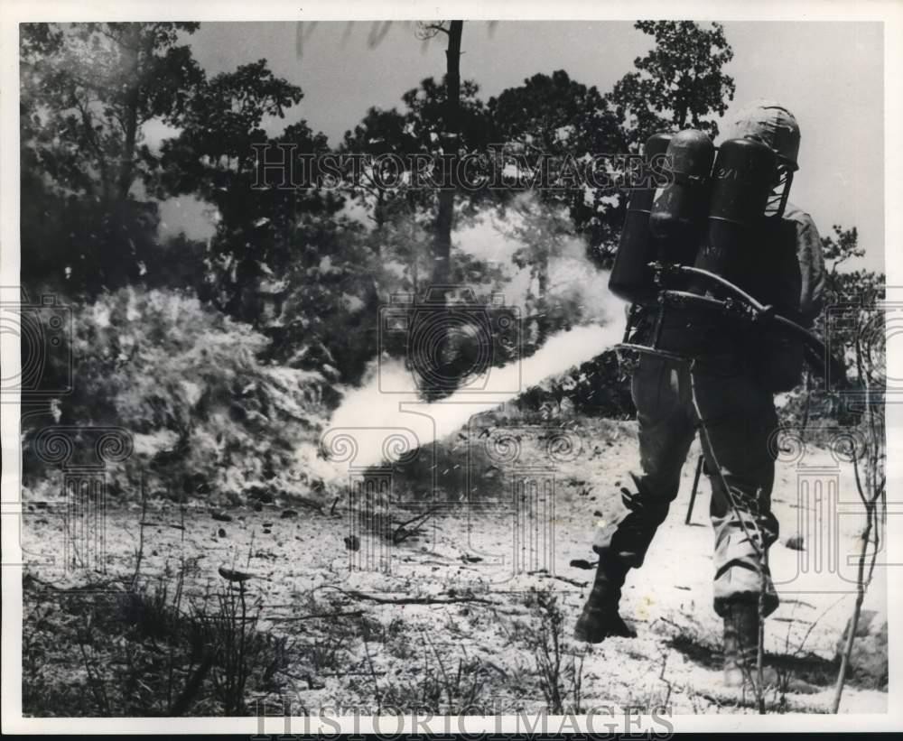 1964 Press Photo Marine Reservist Training at Camp Lejeune, North Carolina