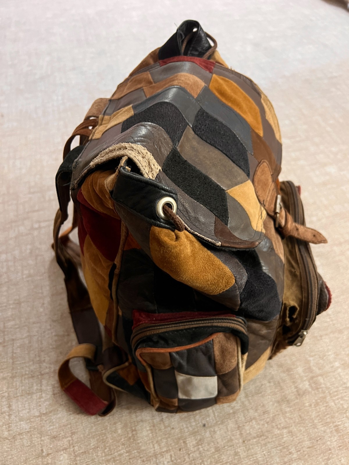 Moroccan leather patchwork cinch/bacback - image 9