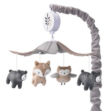 Lambs Ivy Woodland Forest Gray/Tan Musical Baby Crib Mobile Soother Toy