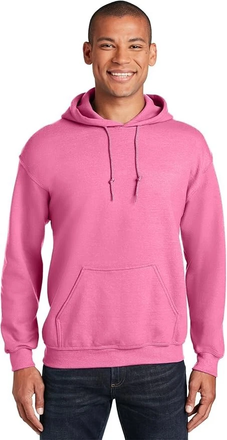 Sudadera con capucha de mezcla pesada con cordón para hombre, rosa de seguridad Foto 2 de 4