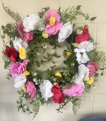 Bloom Room Artificial Floral Wreath Pink White Yellow Green Spring Garden Decor