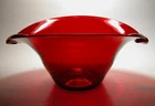 RARE 1940s Blenko Art Glass LARGE Ruby RED Blob Handle Bowl 517 Winslow Anderson