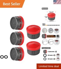 Standard Size Faucet Aerator 5 Pack - Easy Install 2.2 GPM Flow Restrictors