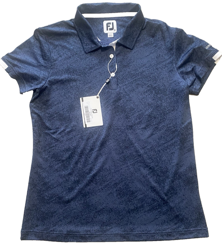 FOOTJOY Tonal Blue Golf Polo Women NWT Top M Stretch Polyester Logo Moisture Wic - Picture 1 of 6