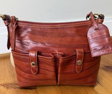 Borsa a tracolla Dooney & Bourke fiorentina in pelle di vachetta doppia tasca castagno