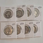 Washington Quarter Silver Lot 1943, 1958, 1962D, 1963D, 1964, 1964D Set of 8