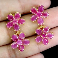 925 Sterling Silber Ohrringe Oval Rubin 5x4mm Natürlicher Edelstein Schmuck