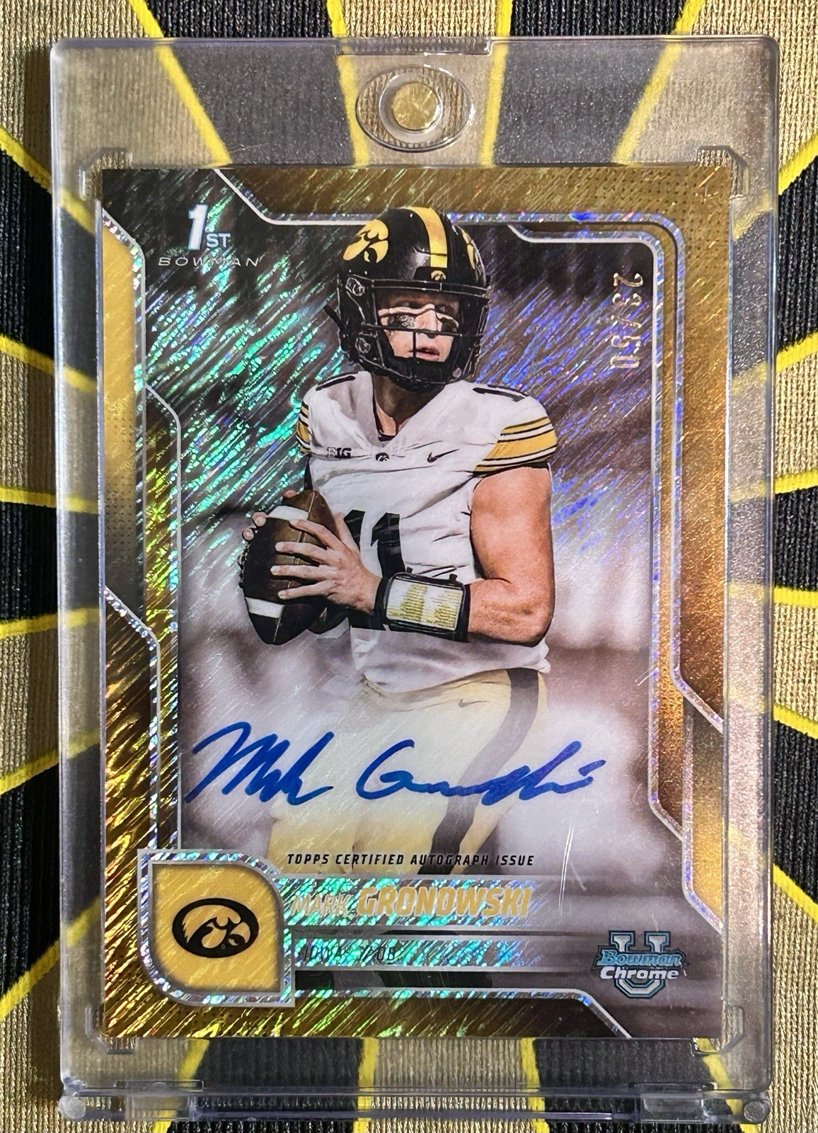 2025 MARK GRONOWSKi AUTO 23/50. 1ST BOWMAN CHROME U. GOLD REFRACTOR.