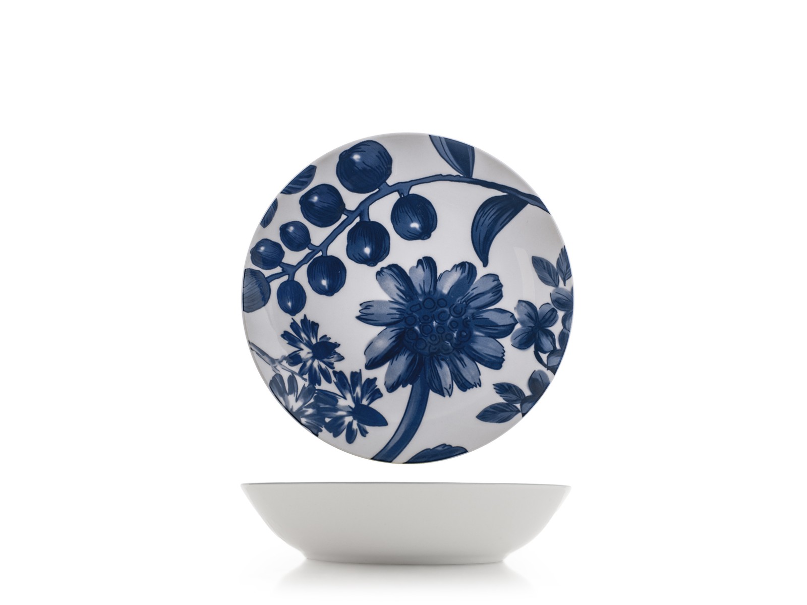 H&H 6 piatti fondi Grandiflora decorati blu cm.20