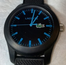 Lacoste 12.12 2010791 Watch 43mm Black/blue Face,  Black Silicone Band, Works