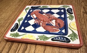 Lobster Trivet Hand Painted Clay Art 
