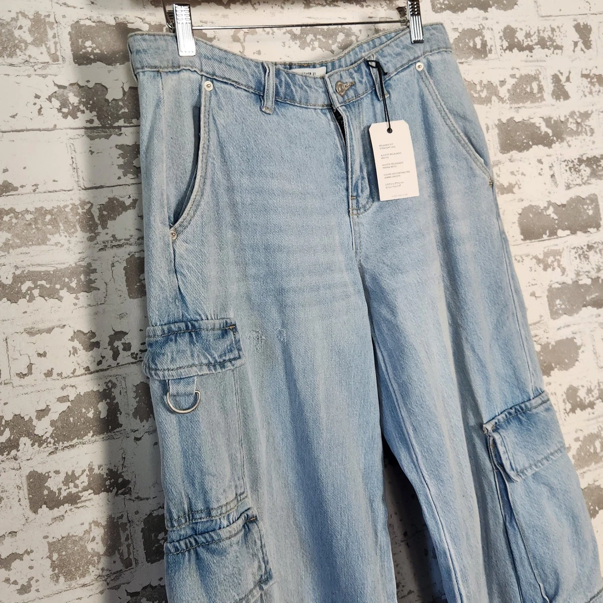 Pantalones de mezclilla cargo Forever 21 Premium para mujer talla 27 calce relajado bolsillos para piernas rectas