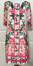 NWT Eliza J size 8 ivory pink green floral short sleeve sheath dress
