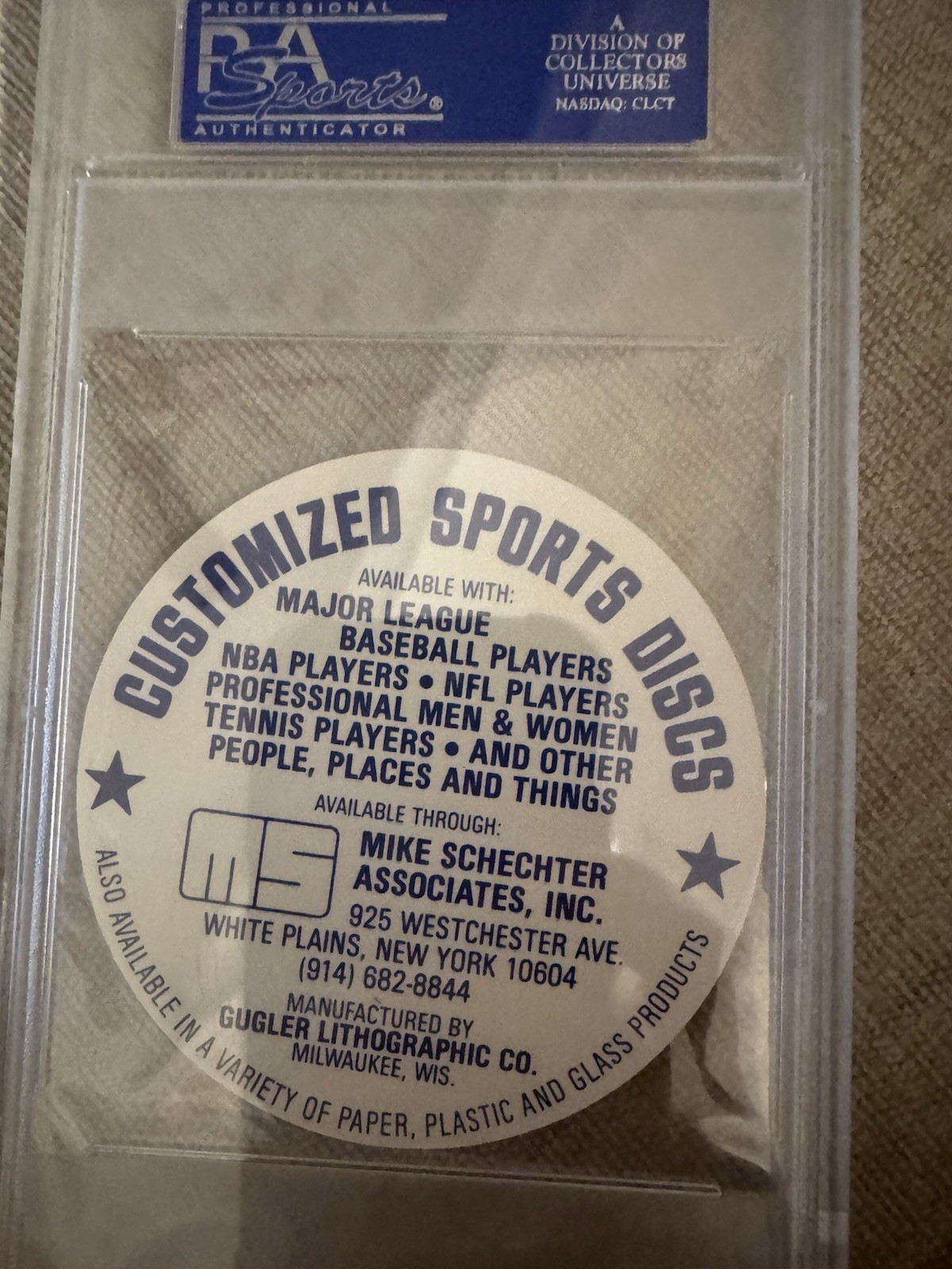 1977 MSA Customized Sports Discs Nolan Ryan PSA 10 view 2