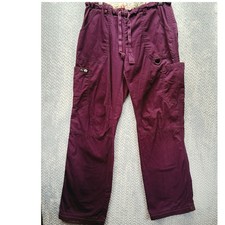 Koi Lindsey Cargo Scrub Pants Plum Purple Medium Tall Drawstring Medical Nursing