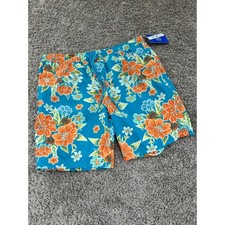 Hurley Mens Swim Trunks Medium Teal Blue Orange Tropical Floral Board Shorts NEW
