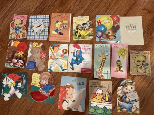 Vintage Mid Century Fathers Day / Dad Bday Greeting Card Lot Anthropomorphic