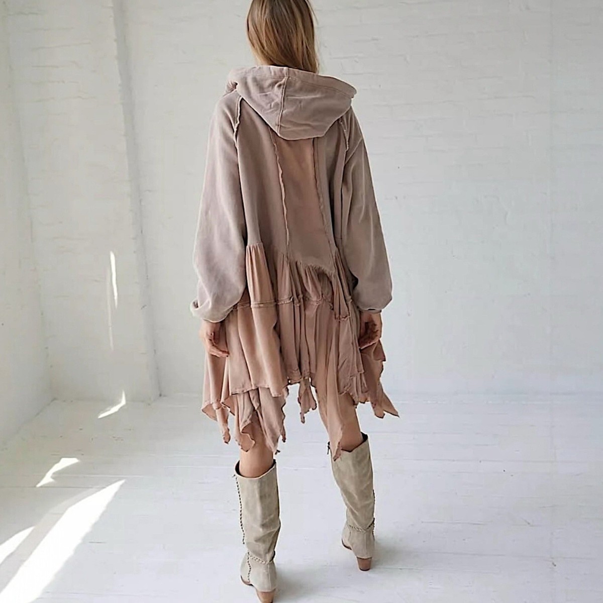 Free People Moon Dust Cardi Zip Hoodie S Pink Boho Fairycore