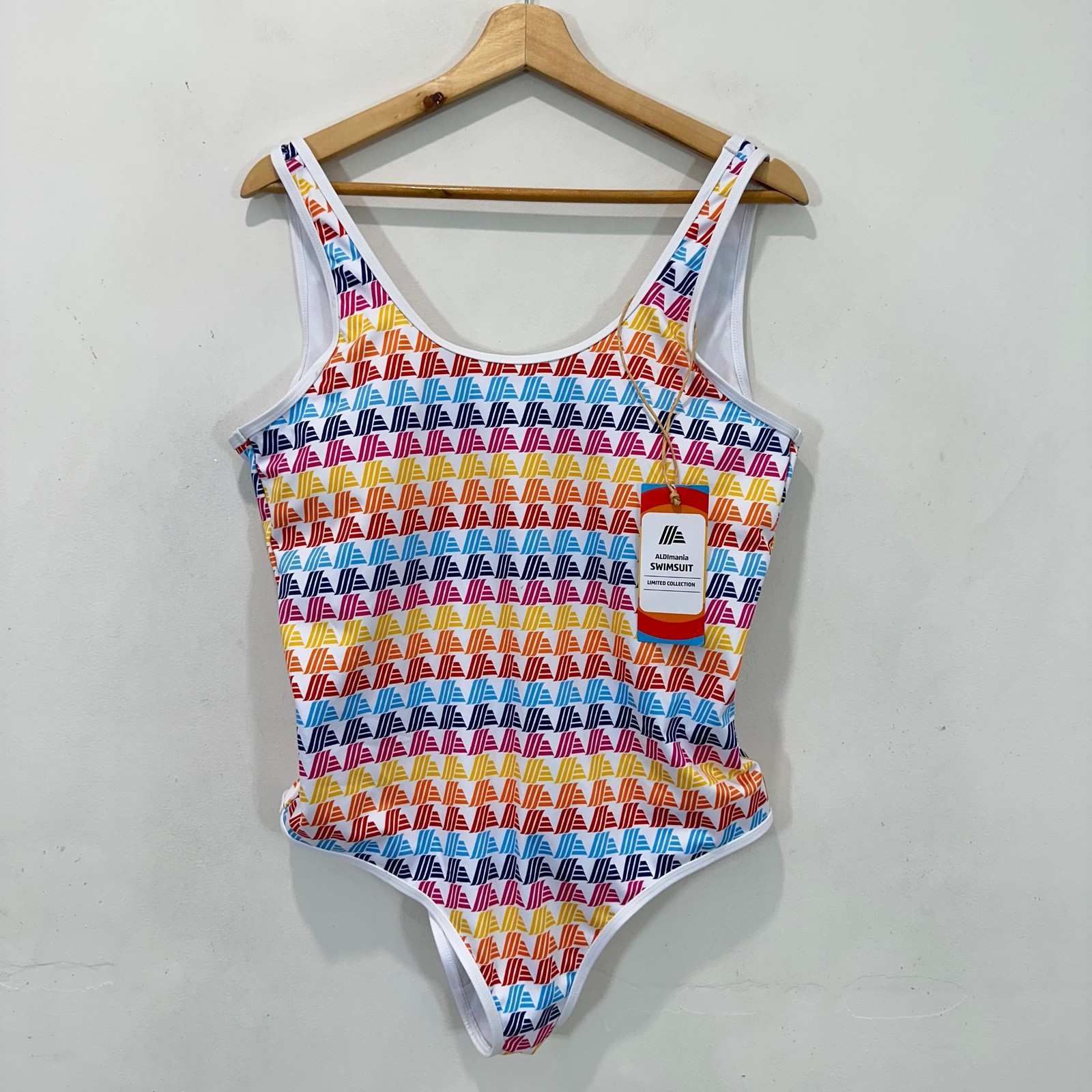ALDImania Swimsuit Women L One Piece Padded Cups High Cut Geometric Multicolour
