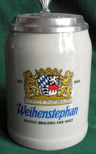 WEIHENSTEPHAN &Auml;lteste Brauerei Der Welt Bierkrug mit Zinndeckel 0,5 Liter