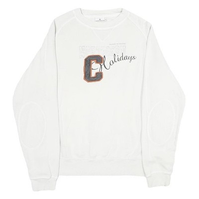 TOM TAILOR Herren Sweatshirt weiß Baumwolle Rundhalsausschnitt M Urlaub Grafik
