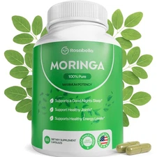 60 Count Moringa Capsules Pure Moringa Powder, Immune & Gut Health Superfood