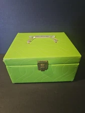 VTG MCM 1960s Era Sewing Box Lime Green Retro Green Padded Mid Century Clean 