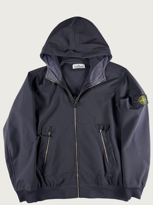 STONE ISLAND - LEICHTE SOFTSHELL - R E.DYE KAPUZENJACKE - NAVY GR. XL