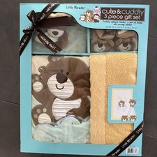 Little Miracles Cute  Cuddly 3-pc Gift Set Blanket, Lovey, Booties New READ