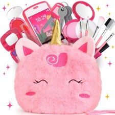 Woumserta Unicorn Pretend Makeup for Toddlers, Fake Makeup Set for Kids, Unic...