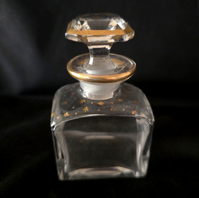 Antique French Perfume Bottle Gold Stars Great Condition BACCARAT GORGEOUS!