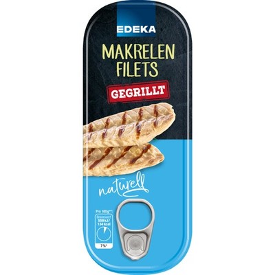 Edeka Gegrillte Makrelenfilets naturell 120g Dose