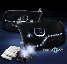 For 09-18 Ram 1500 Halo Led Blacksmoke Projector Headlights Lamp W8k Hid Kit