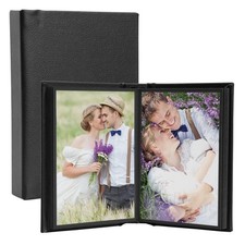 Neil Enterprises Inc. 4" x 6" Black Leather Self-Stick Photo Album - Holds 20...