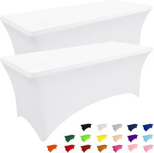 2 Pack Spandex Table Cloth 6FT, Elastic Fitted Stretch Tablecloths, Washable and