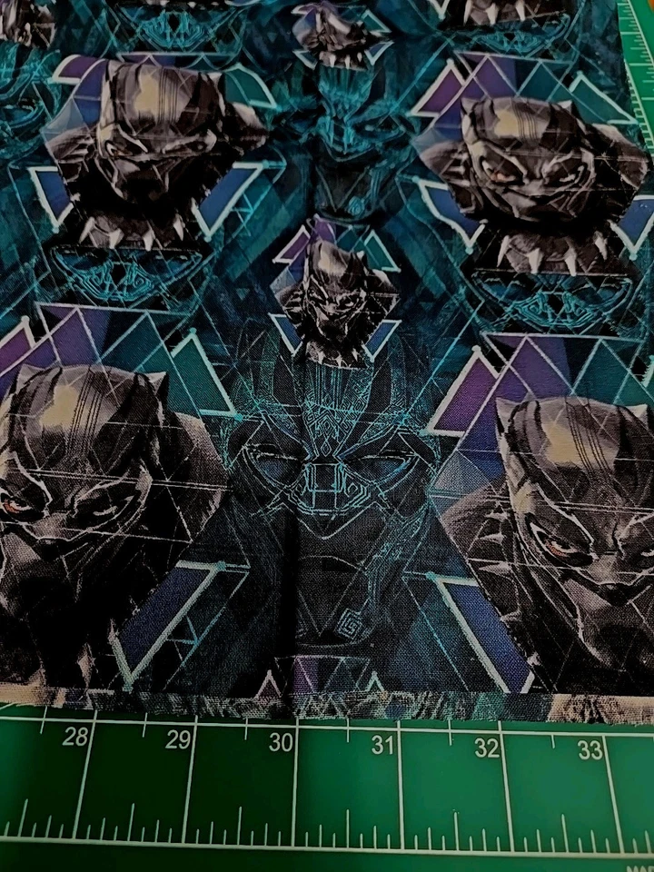 Marvel Black Panther Fabric by the Pre Cut Yard 36x43" Waconda Teal Black New - Image 3 of 4