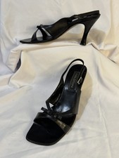 Vintage Halston High Heel Black Leather Sandals Size 8.5