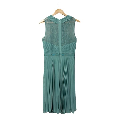 BCBGMaxAzria Abbie Dress Agate Green Fit & Flare Lace Pleated Accent, Size 8 - Picture 4 of 12