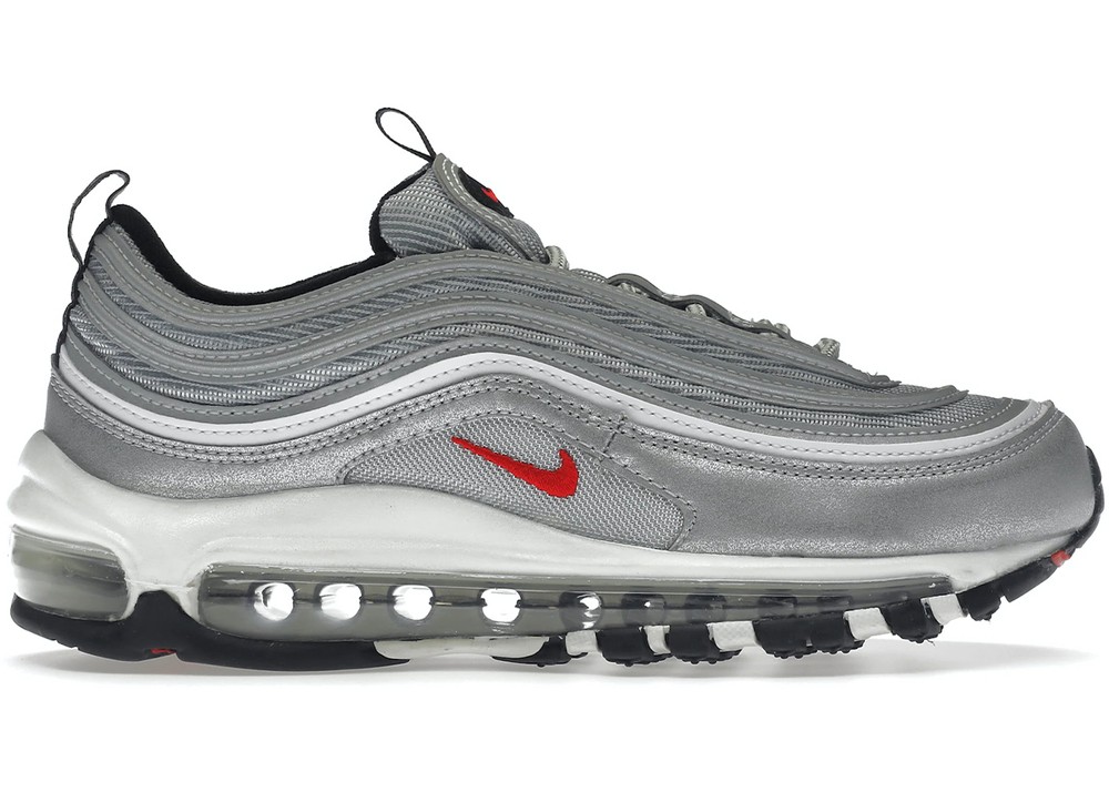 Women's Nike Air Max 97 OG Silver Bullet Metallic Black Red DQ9131-002 Size 8