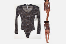 Steve Madden Women's Long-Sleeve Mesh Bodysuit Cheetah