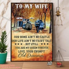 Drummer To My Wife You Are My Queen Forever Paper Poster No Frame Wall Art Decor