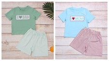 NEW Boutique I Love Dad Boys Short Sleeve Shorts Outfit Set Father's Day