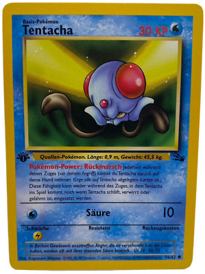 Pokemon Tentacha 56/62 DE 1. Edition Common Fossil 1999
