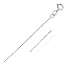 14k White Gold Cable Link Chain Necklace 0.7mm Width 16"-18" Inch Length