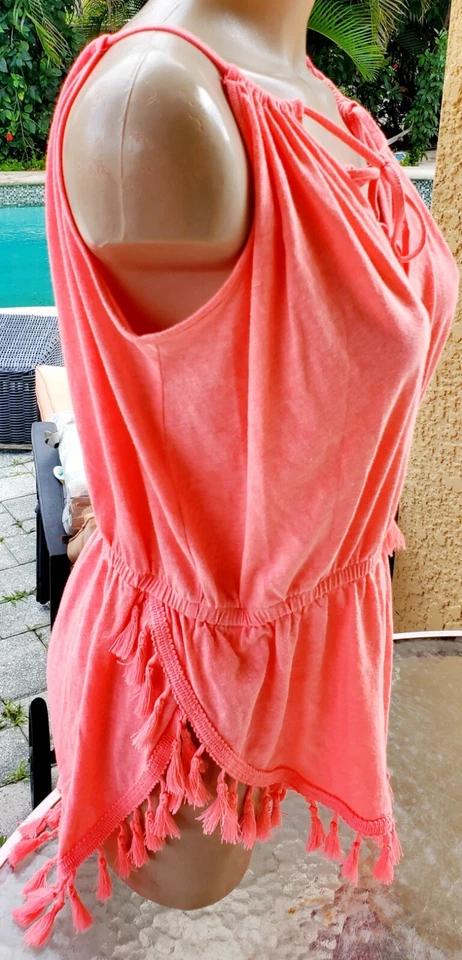 Victorias Secret CoverUp S Vintage Rosa Playa Mameluco Corto Jersey Algodón Melocotón Foto 3 de 4